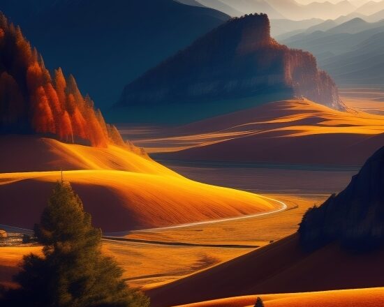 Ai Affinity Designer, Sun, Sunset, Canyon, Landscape, Valley