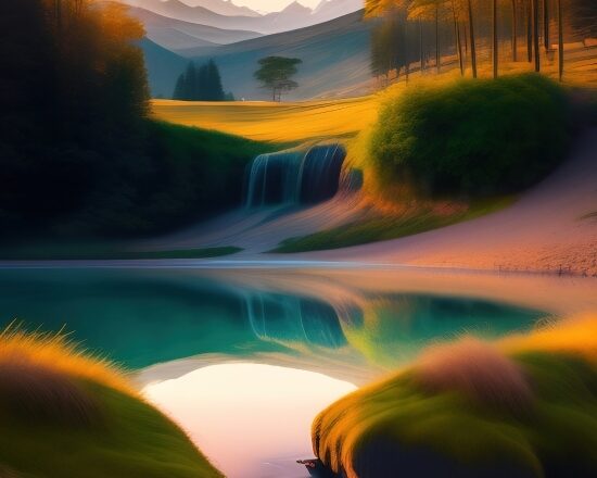 Ai Art Paintings, Reflection, Picture, Sunset, Sky, Landscape