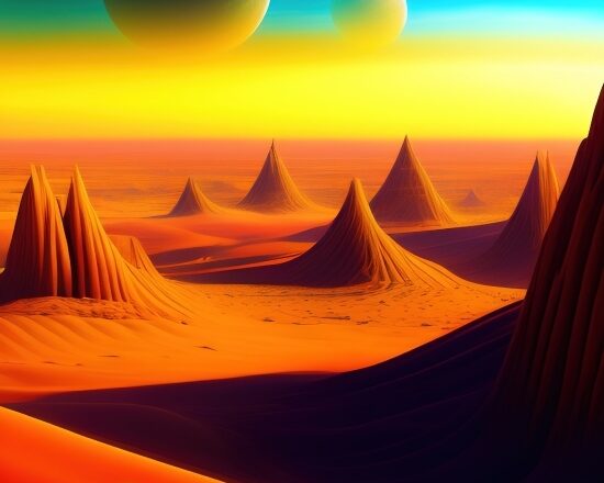 Ai Create Image From Text Online, Dune, Desert, Sunset, Sun, Light