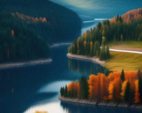 Ai Manga Drawing, Dam, Lake, Barrier, Landscape, Sky