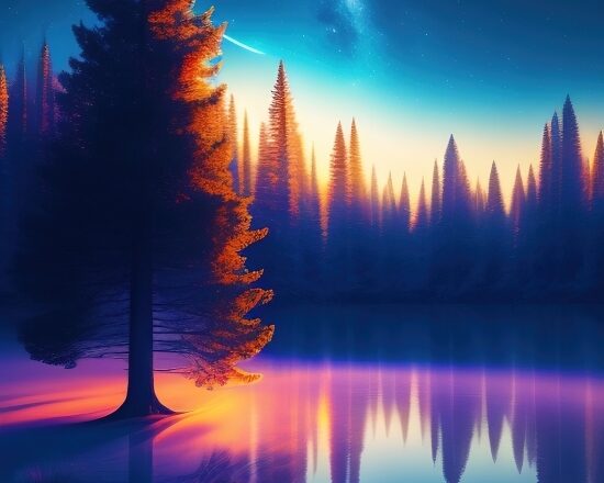 Artwork With Ai, Lake, Reflection, Sky, Water, Landscape