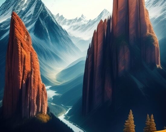 Drawing To Picture Ai, Landscape, Mountain, Canyon, Sky, Travel