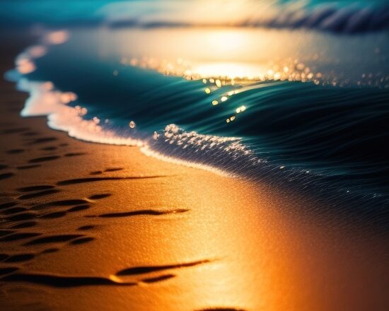 Use Stable Diffusion, Sunset, Sand, Sun, Sea, Beach