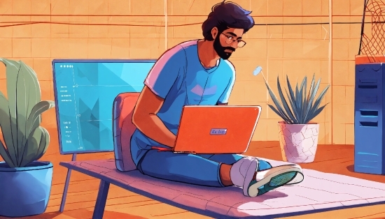 Arm, Azure, Plant, Human, Table, Computer