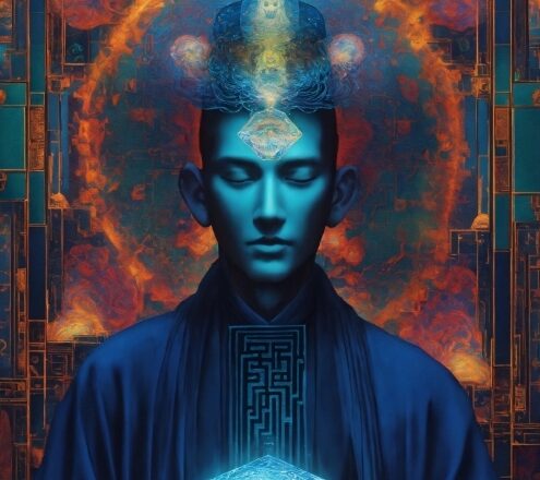 Blue, Temple, Sleeve, Art, Electric Blue, Painting