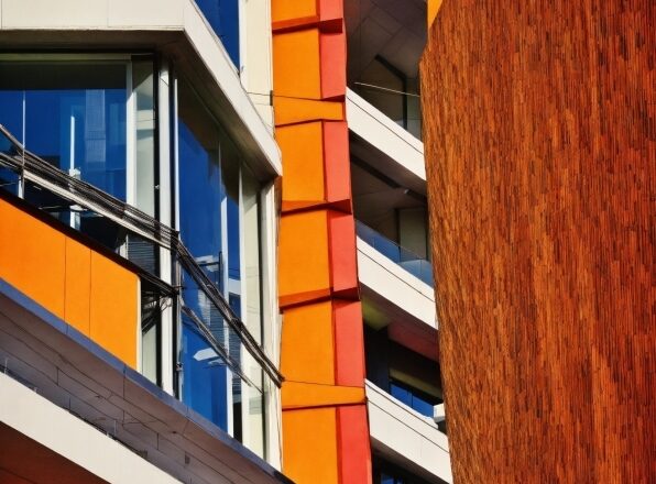 Building, Wood, Rectangle, Orange, Fixture, Condominium