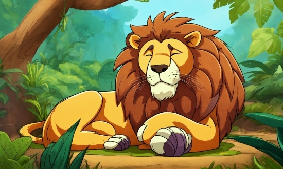 Cartoon, Felidae, Plant, Carnivore, Lion, Big Cats