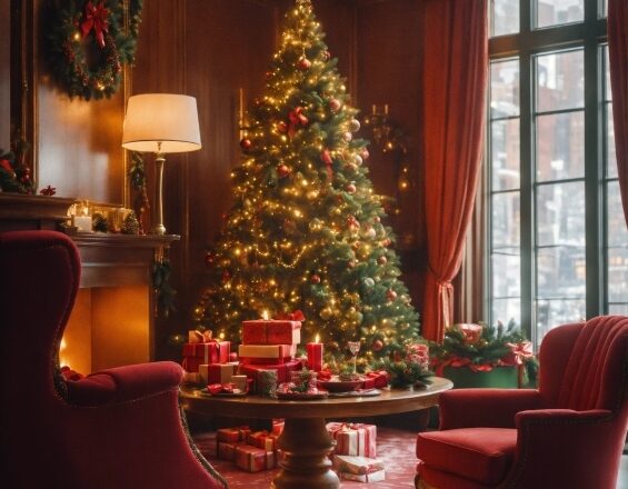 Christmas Tree, Furniture, Property, Window, Chair, Interior Design