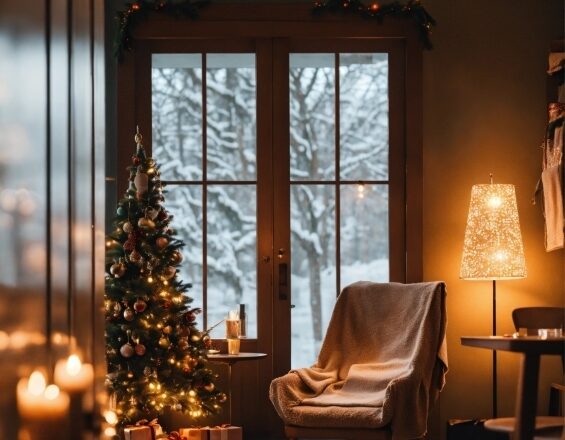 Christmas Tree, Furniture, Window, Light, Wood, Plant