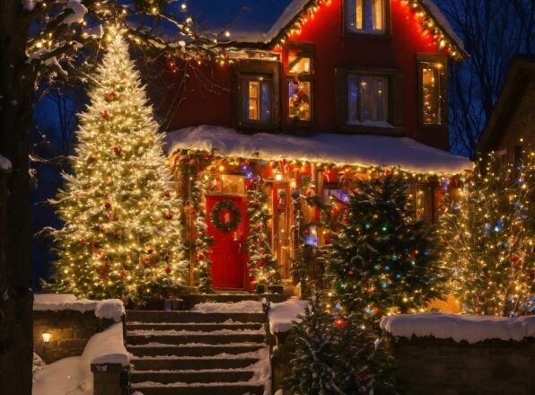 Christmas Tree, Plant, Property, Snow, Window, Sky