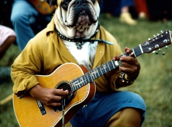 Clothing, Dog, Musical Instrument, Guitar Accessory, Guitar, Hat