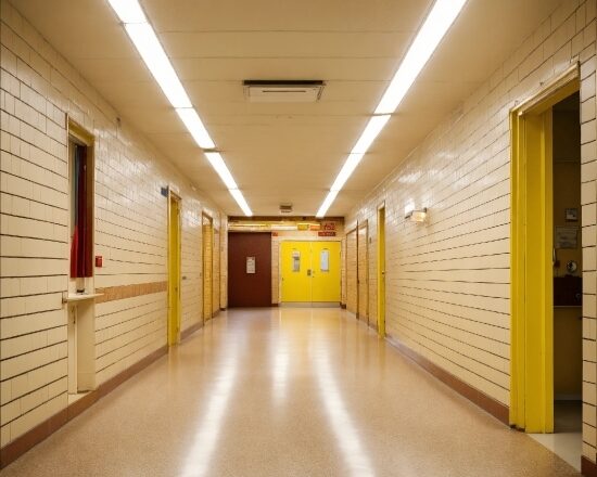 Fixture, Wood, Building, Hall, Door, Flooring