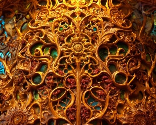 Gold, Art, Ornament, Pattern, Circle, Symmetry