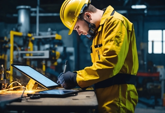 Hard Hat, Laptop, Workwear, Computer, Personal Computer, Tradesman