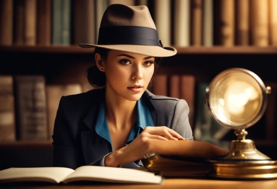 Hat, Sun Hat, Fedora, Table, Whitecollar Worker, Fun