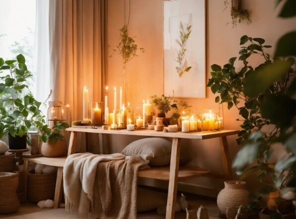 Plant, Candle, Property, Furniture, Table, Light