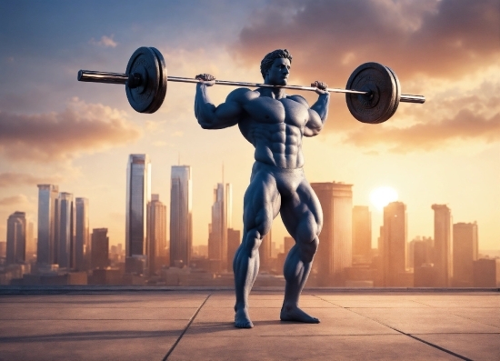 Sky, Cloud, Weightlifting, Barbell, Sculpture, Weights