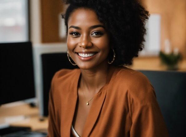 Smile, Hairstyle, Computer Keyboard, Peripheral, Computer Monitor, Ringlet