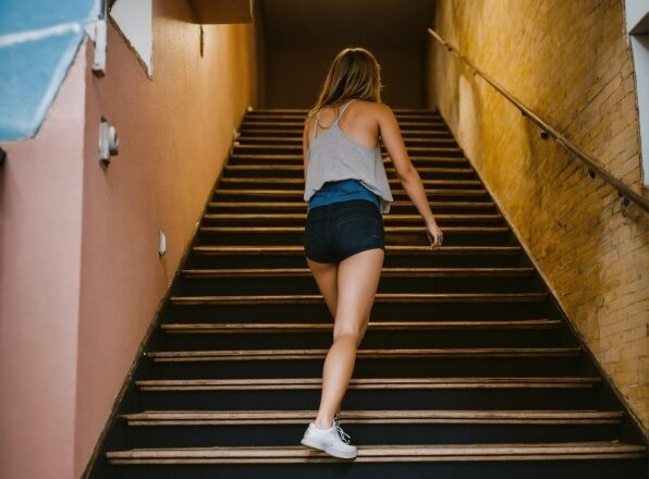 Stairs, Leg, Flash Photography, Shorts, Thigh, Waist