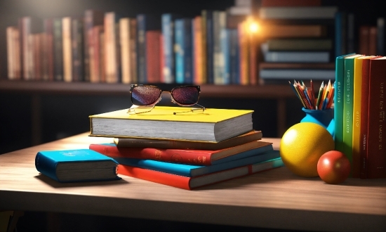 Table, Book, Light, Bookcase, Publication, Wood