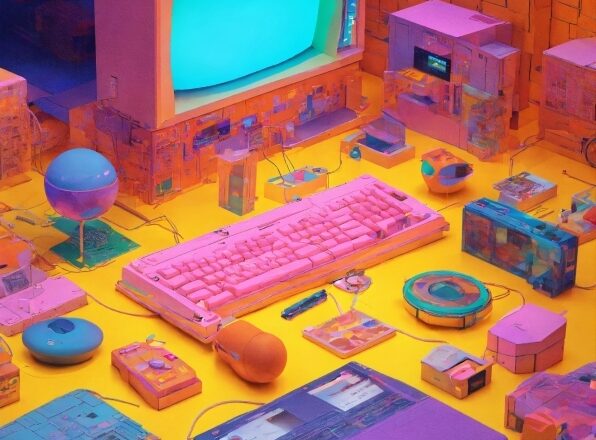 Table, Personal Computer, Computer Monitor, Purple, Computer, Peripheral