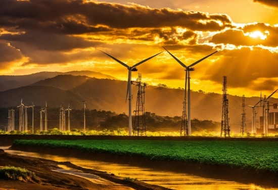 Cloud, Sky, Atmosphere, Windmill, Afterglow, Ecoregion