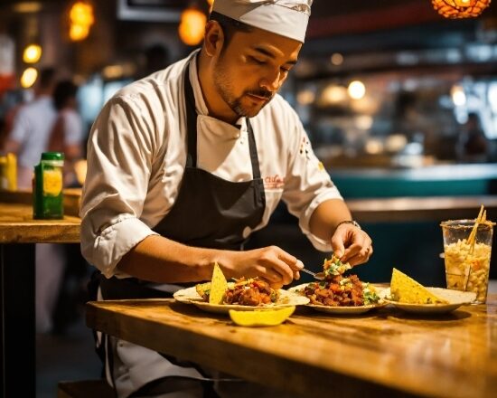 Food, Tableware, Table, Cuisine, Yellow, Chef