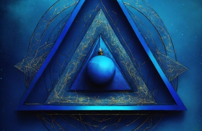 Blue, Azure, Triangle, Lighting, Aqua, Symmetry