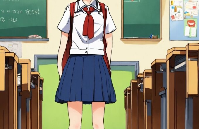 Hair, Joint, School Uniform, Cartoon, Standing, Waist