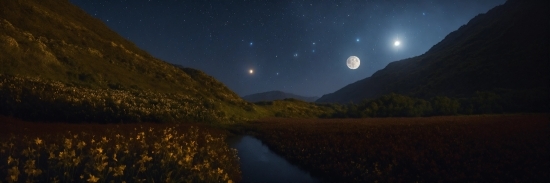 Water, Sky, Atmosphere, Mountain, Natural Landscape, Moon