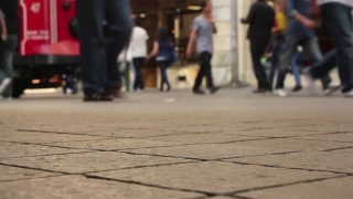 Free Clouds Stock Video, Sidewalk, City, People, Street, Walking