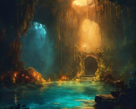 Dall E 2 Best Examples, Water, Underground Lake, Watercourse, Atmospheric Phenomenon, Cave