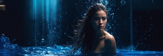 Eyebrow, Water, Flash Photography, Black Hair, Electric Blue, Cg Artwork