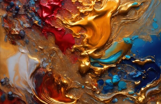 Liquid, Fluid, Amber, Paint, Art, Electric Blue