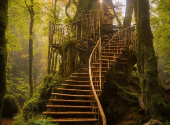 Plant, Ecoregion, Natural Landscape, Tree, Wood, Stairs