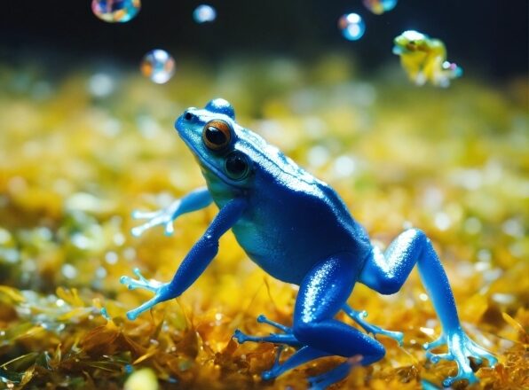 Poison Dart Frog, Frog, Organism, Liquid, Electric Blue, Terrestrial Animal