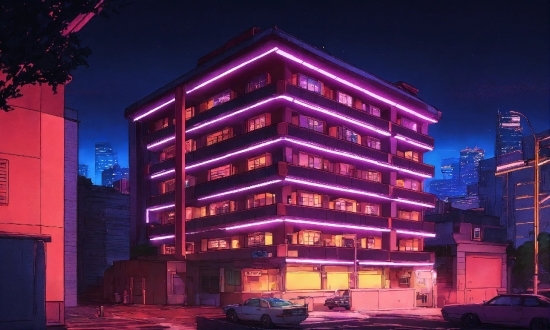 Refik Anadol Unsupervised, Building, Purple, Electricity, Pink, Tower Block