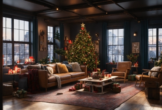 The Museum Of Contemporary Art, Christmas Tree, Property, Furniture, Window, Couch