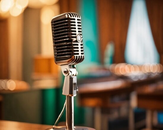 Windows 11 Desktop Wallpaper, Microphone, Light, Table, Wood, Microphone Stand