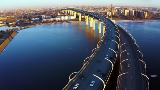 City Stock Video, Pier, Water, Sky, Sea, Bridge