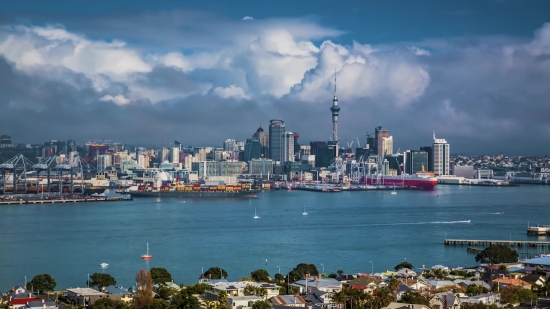 Free Cloud Video, Waterfront, City, Skyline, Cityscape, Urban