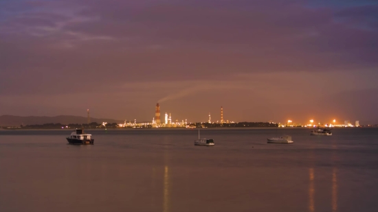 Free Nature Footage, Waterfront, Pier, City, Sky, Night