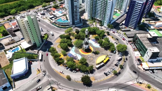 Free Video Footage Royalty Free, Intersection, City, Plaza, Aerial, Architecture