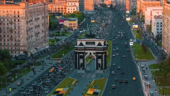 Hollywood Stock Footage, Intersection, City, Architecture, Building, Urban