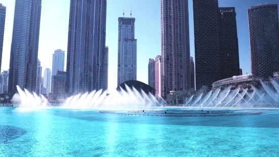 Motion Stock Footage, City, Fountain, Architecture, Cityscape, Skyline