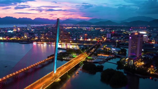 Pakistan Stock Footage, Bridge, Suspension Bridge, Structure, City, Waterfront