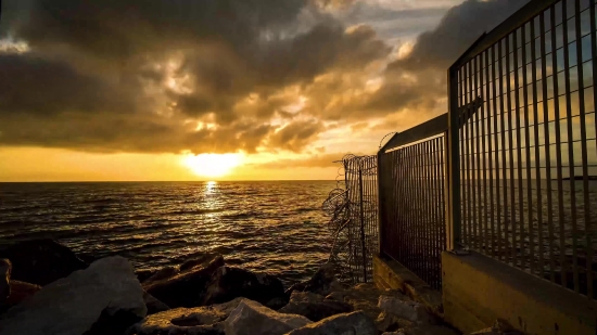 Short Stock Video, Pier, Sunset, Sun, Support, Sky