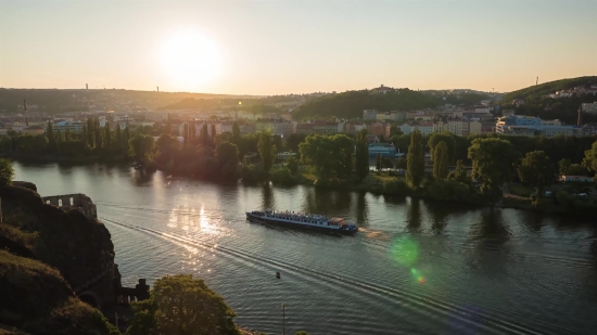 Sun Stock Footage, Channel, Body Of Water, River, Water, Lake